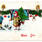 Vanha kortti, lapset ja linnut, vuodelta 1910 - pikkukuva 1