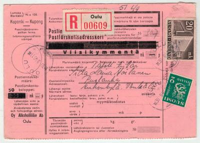 M30 1946 kirjattu postiennkkoasiakirja