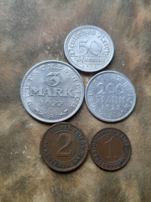 Saksa A kolikkosetti 1921-1924, 5kpl