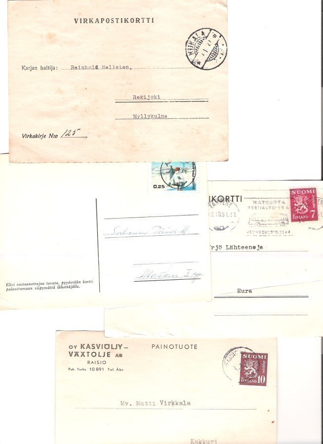 Huomautuksia, 4 kpl. , 1940 - 1960 lukua.