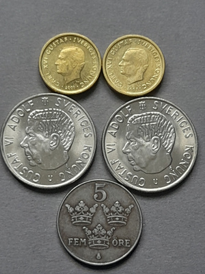 Ruotsi kolikkosetti, 5kpl