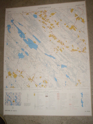 Kartta KUMMUNKYLÄ 72x54cm 1960-70-luku
