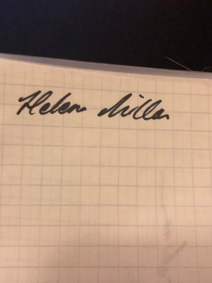 Helena Miller nimikirjoitus paperilla