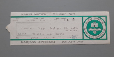 signatuuri Karjaan apteekki -70
