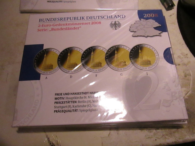 2008 Saksa  2 € Hampuri ADFGJ PROOF