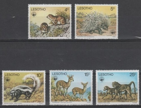 (S0429) LESOTHO, 1977 (WWF. Various Animals). Mi ## 228-232