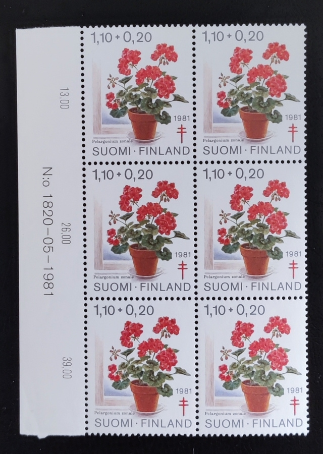 1981 Tuberkuloosi 1,10 mk + 0,20 mk numerokuusilo **