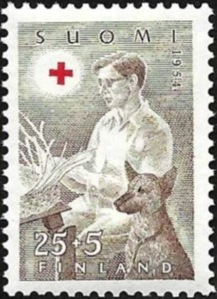1954 Punainen Risti 25 + 5 mk **  LaPe 424