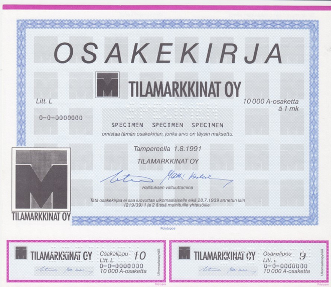 OKK 1991 Tilamarkkinat Oy spec pörssi, Tampere