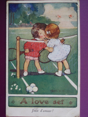 Agnes Richardson lapset pelanneet tennistä WANHA 1916