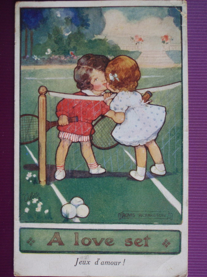 Agnes Richardson lapset pelanneet tennistä WANHA 1916