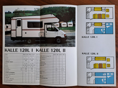 Ford Transit Rimor matkailuauto -esite 80-luvun lopusta