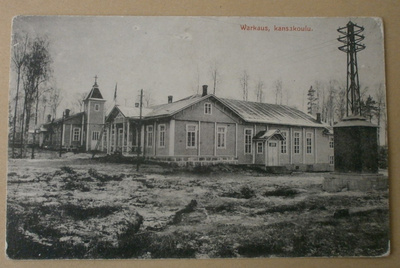 Warkaus, kirkko ja kansakoulu, vanha mv pk, k. k-k