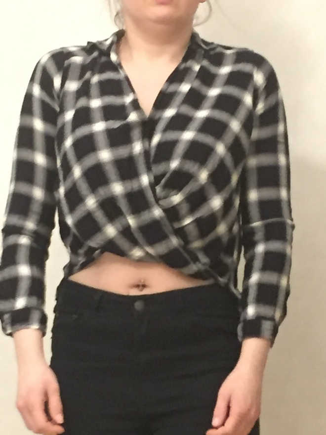 Hollister mustavalkoinen ruudullinen pusero XS