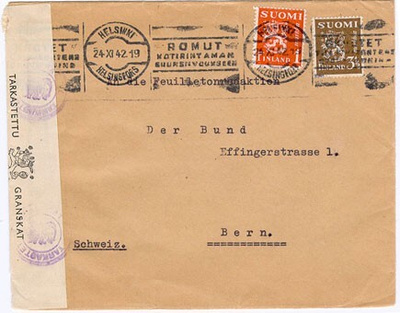 M30 1942 kirje 24.11.1942 Sveitsiin