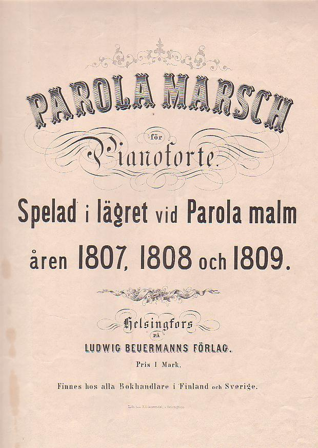 Parola Marsch, nuotit, 1900-luvun alkua, pianolle.