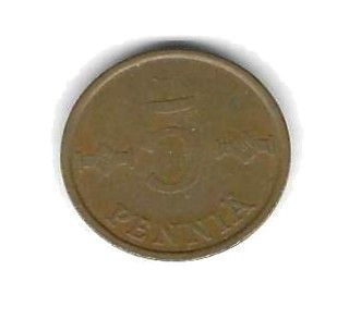 1965 5 PENNIÄ KOLIKKO KÄYTETTY