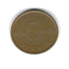 1965 5 PENNIÄ KOLIKKO KÄYTETTY - pikkukuva 1