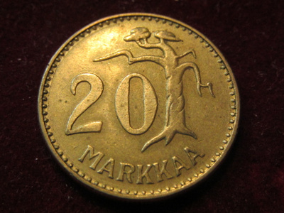 20 markkaa 1954 pitkä oksa