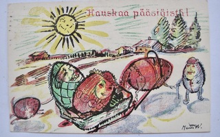 VANHA Postikortti Pääsiäiskortti Matti Waren 1921
