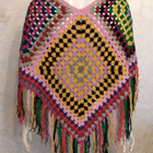 Alina´s Handmade käsin virkattu Poncho monivärinen - pikkukuva 3