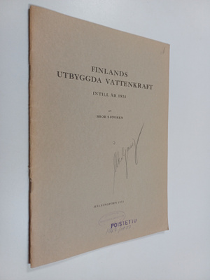 Bror Sjögren : Finlands utbyggda vattenkraft intill år 1931