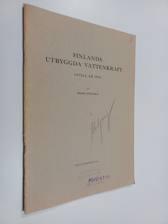Bror Sjögren : Finlands utbyggda vattenkraft intill år 1931