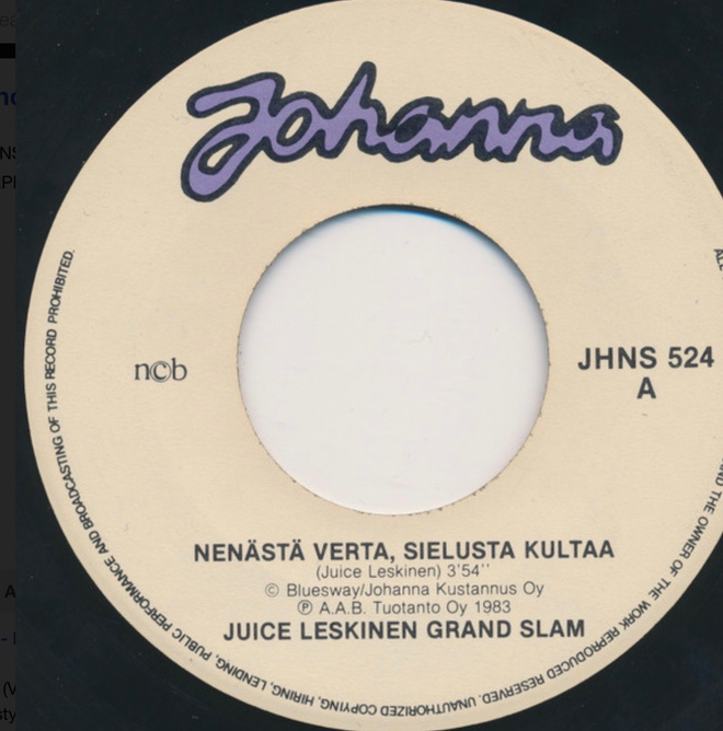 JUICE LESKINEN GRAND SLAM: Nenästä verta… * JHV * FIN 1983