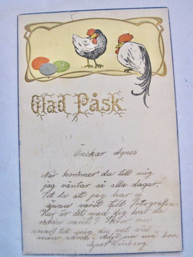 VANHA Postikortti Pääsiäinen 1915 Kohopainettu Jugend