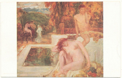 Vanha taidekortti, alastomat