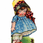 WANHA / Sinimekkoinen tyttö pelästyy hiirtä. 1900-l. - pikkukuva 2