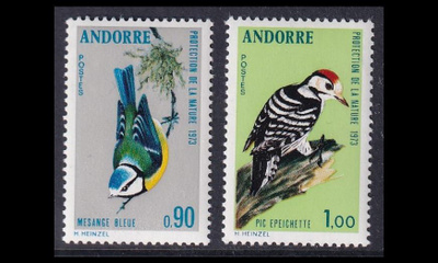 Andorra Fr 253-4 ** Luonnonsuojelu lintuja (1973)