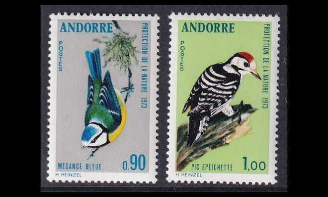 Andorra Fr 253-4 ** Luonnonsuojelu lintuja (1973)