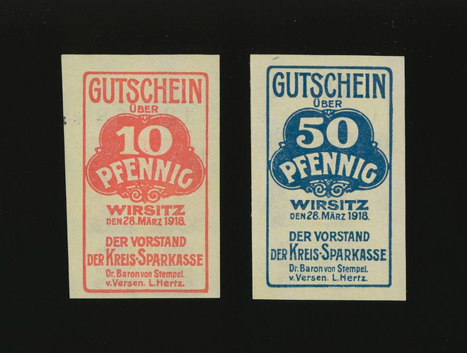 Saksa Notgeld 10, 50 Pfg, Wirsitz 28.3.1918