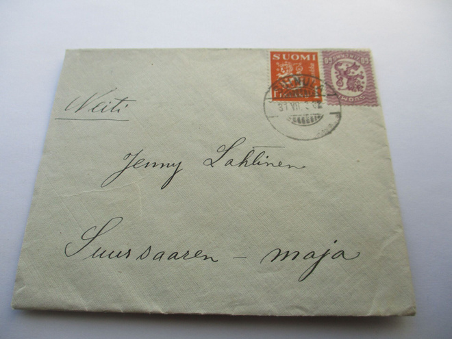 1930 Suinula sekapostite os Suursaari 31.7. tulol. 1.8.