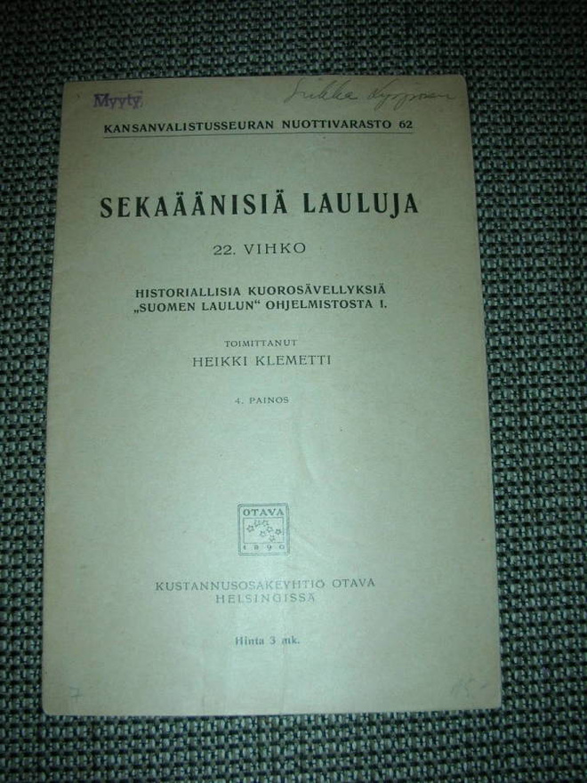 Nuotti sekaäänisiä lauluja 22. vihko