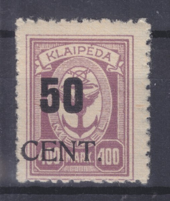 Saksa reich Memel 1923 Mi 199 postituoreena.
