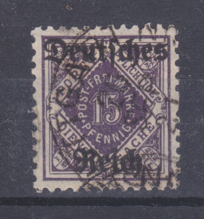Saksa 1920 Dienst 1921 Mi 54 leimattuna.