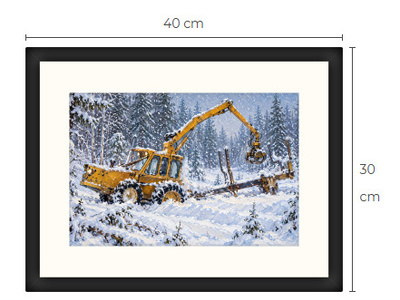 Uusi BM Volvo metsäkone traktori art print 30 cm x 40 cm
