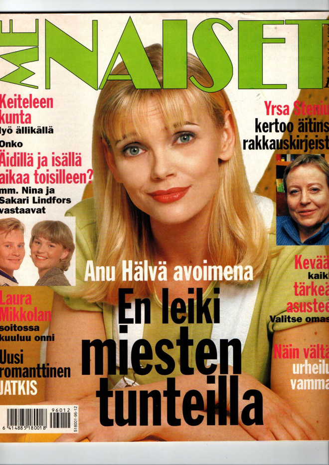 Me Naiset n:o 12 1996 Anu Hälvä. Keitele. Yrsa. Mika. Laura.