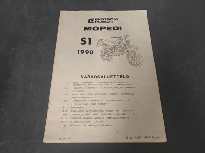 Mopedi S1 varaosaluettelo