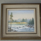 Helge Mieskonen KOSKI öljyväri 11x13cm - pikkukuva 1