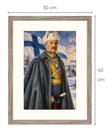 Uusi Mannerheim art print kehystetty 30 cm x 40 cm