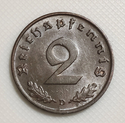 Saksa 2 Pfennig 1938D