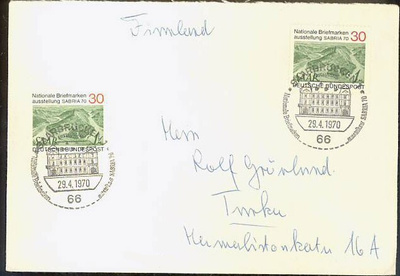 BRD Mi 619 2 kpl kirje Suomeen - 1.päivä