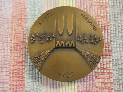 Hiihdon MM 1989 Lahti mitali / Matti Koskela .