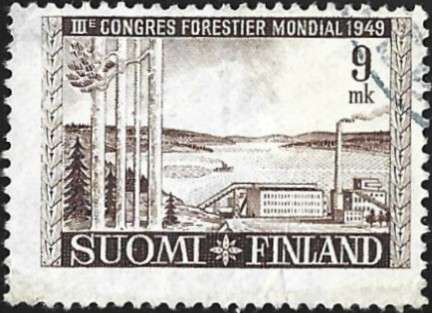 1949 III maailman metsäkong 9 mk leimattu Lape 368