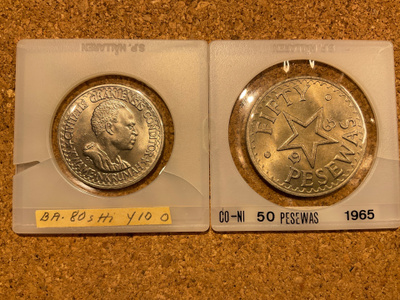 Ghana 1965 sarja, oma valuutta.