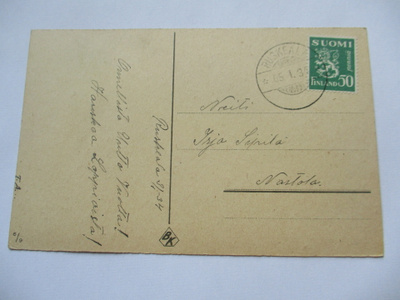 1934 Ruskeala kortti Nastolaan