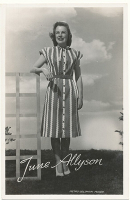 Filmitähti JUNE ALLYSON - vanha kortti